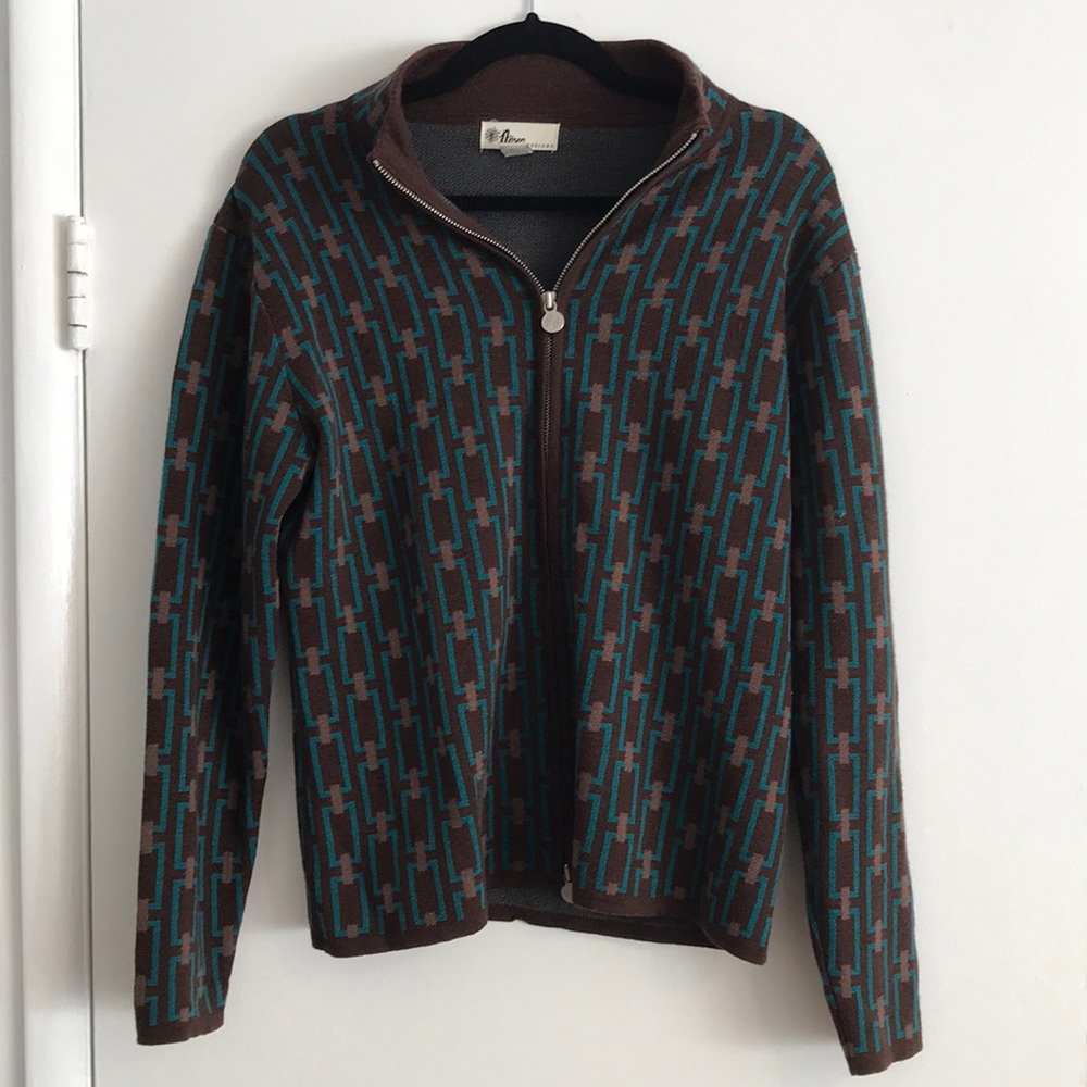 Neve Designs women’s Large Full Zip New Wool Sweater Geometric
